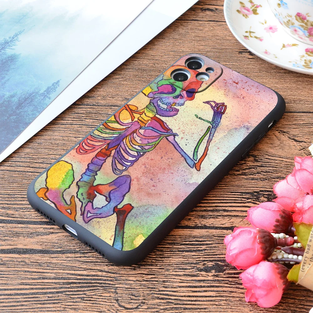 

For iPhone Rainbow Skeleton Print Soft Matt Apple iPhone Case