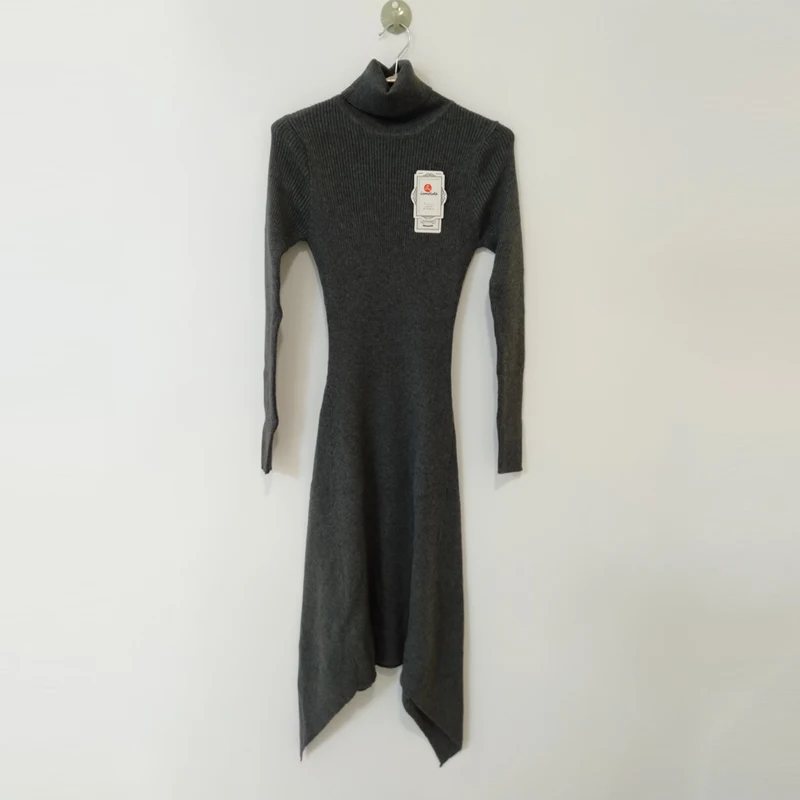 Длинные вязаные платья женские кашемировые свитера теплые зимние с длинным