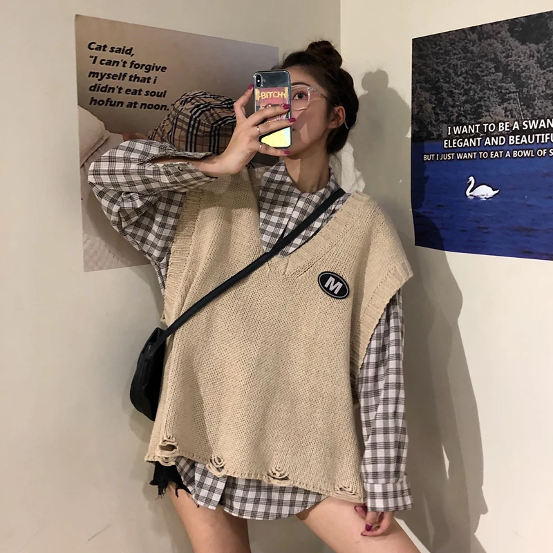 НОВАЯ шикарная женская вязаная кофта без рукавов и клетчатые блузки осень Весна