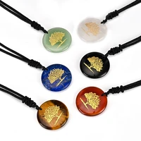 tree design pendants crystal chakra long necklace celtic family tree pendant for women men jewelry gift