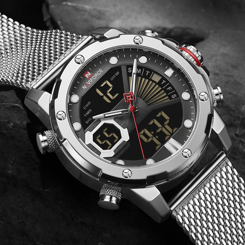 Часы наручные NAVIFORCE Мужские кварцевые роскошные брендовые Модные Аналоговые