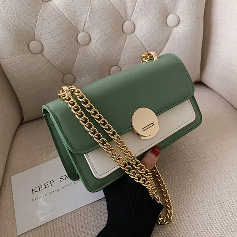 

DkizFly Fashion Panelled Chains Shoulder Bags Women Crossbody Bags 2020 Purses Handbags Women Messenger Designer Bag sac a mains