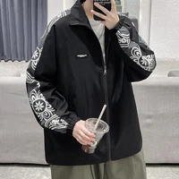 luclesam 2021 men japanese fashion sleeve print jacket mens harajuku style zip lapel streetwear coat jaqueta masculina