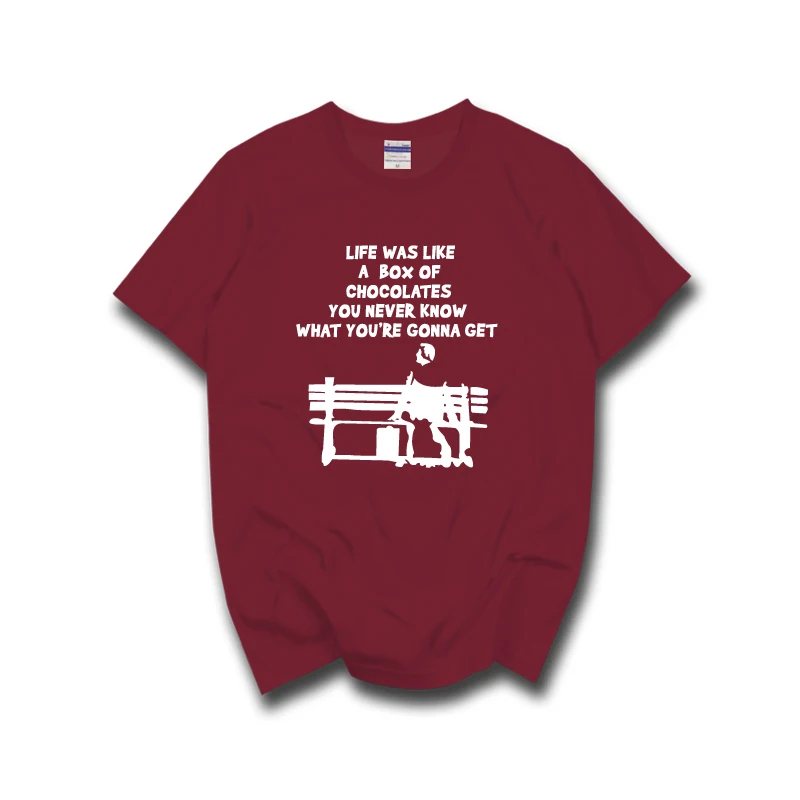 Мужская футболка с коротким рукавом 100% хлопок|cotton tees|jersey menforrest gump |