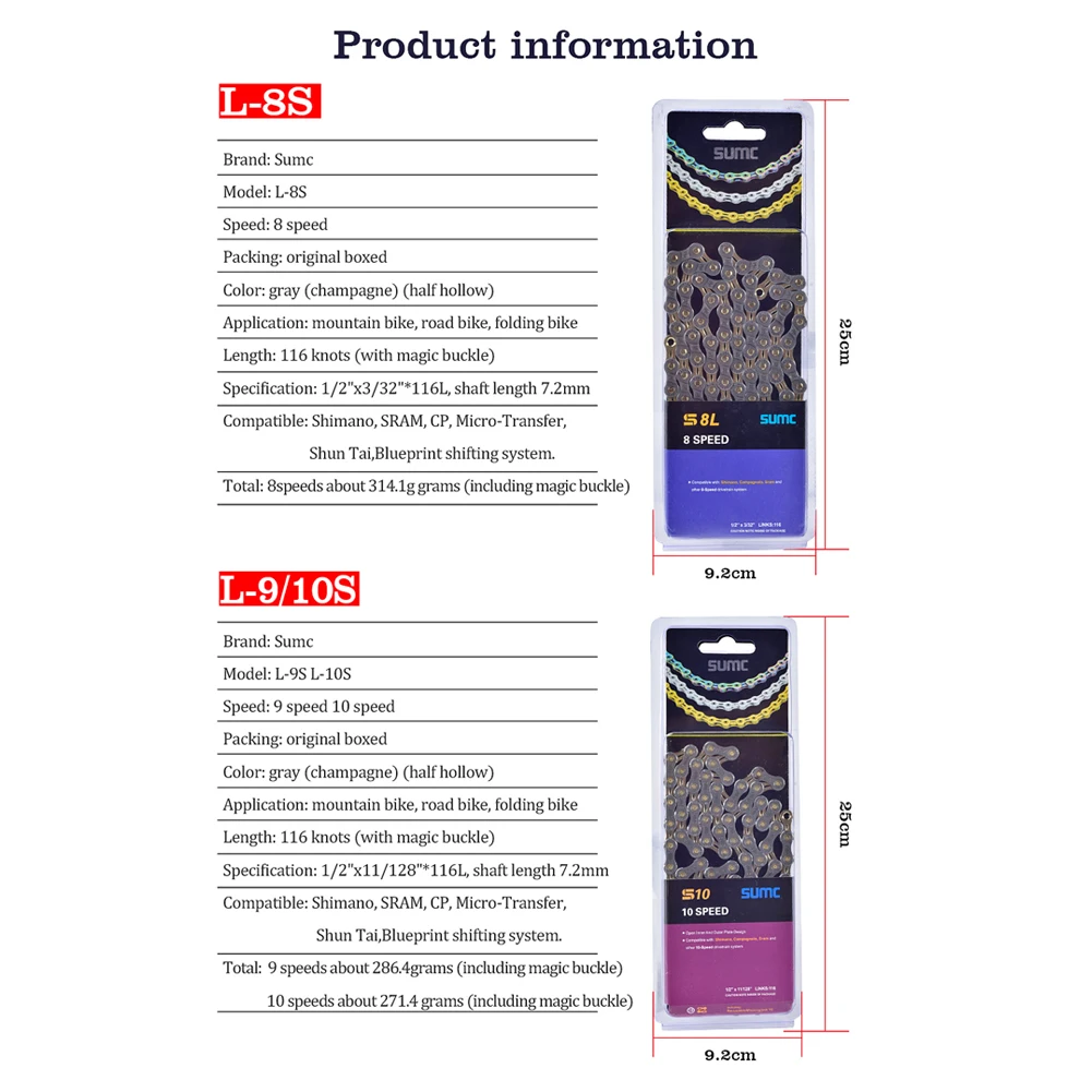 

8/9/10 Speed Bicycle Chain with Wearable Connector Button Hollow Quick Master Links Mountain Road Bicycle Parts Accessories