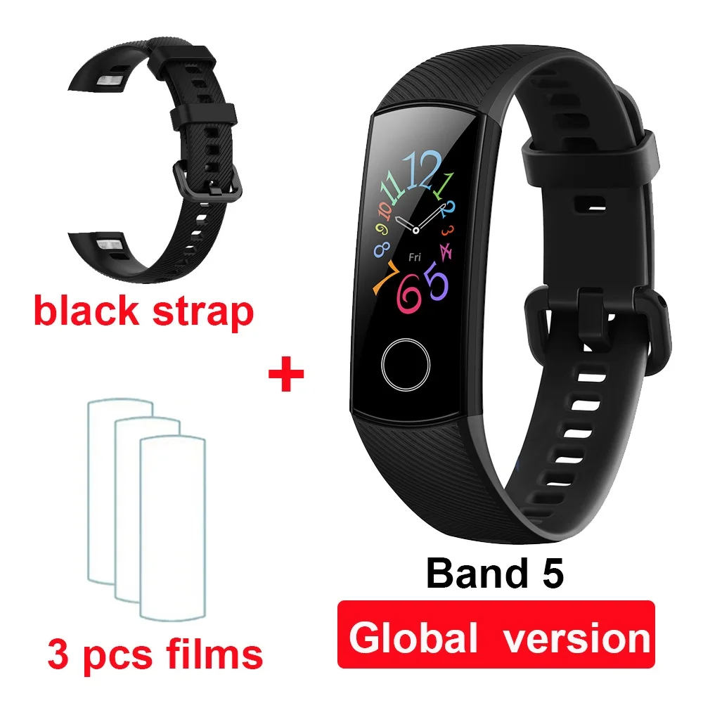 black GL black Huawei Honor Band 4 Band 5 умный Браслет Globle Версия 50m водонепроницаемый фитнес-трекер монитор сердечного ритма во время сна Smart Wirstband - Цвет: black GL black