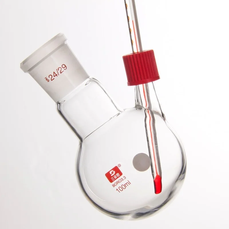 Наклонная два Порты и разъёмы фляга круглое дно реакции бутылки резьбовые