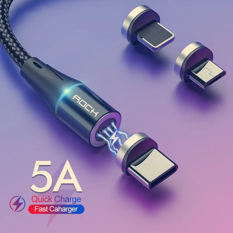 Магнитный usb кабель для быстрой зарядки 5A 1 м 2 Micro USB передачи данных iphone X 11 XR Samsung S9