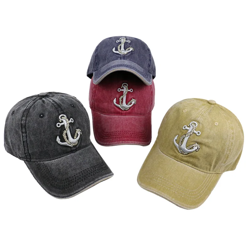 Бейсболка мужская с вышивкой якоря Стильная кепка в стиле хип хоп моряка модная