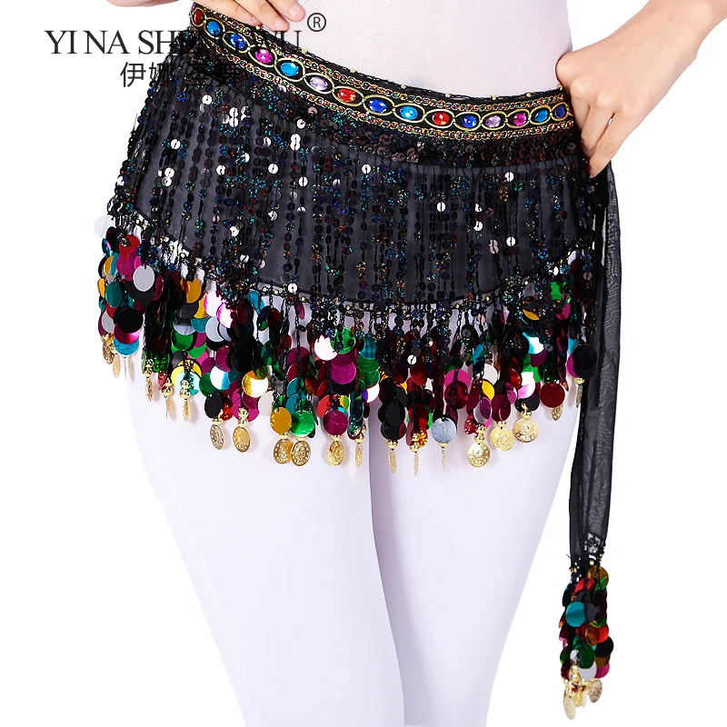 

Colorful Sequins Belly Dance Waist Chain Belt Belly Dance Hip Scarf Belt Tassel Sequins Belly Dance Costume Women Stage Dress