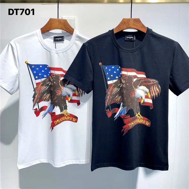 

2021 new Dsquared2 print short-sleeved T-shirt men's letter mirror print D2 fashion trend summer tide 016