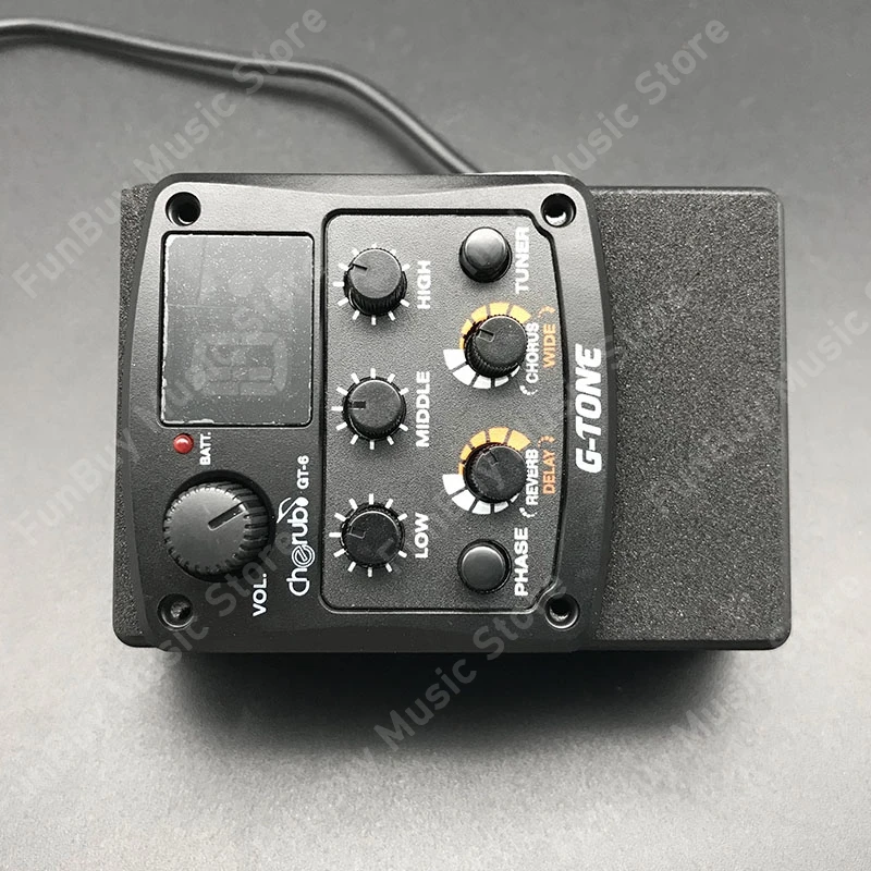 Cherub GT-6 Acoustic Guitar Preamp 3 Band EQ Equalizer with Tuner and reverb Delay Chorus Wide Effects guitar pick holder | Спорт и