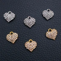 8pcs handmade rhinestone 3d heart shaped metal pendant retro earrings bracelet diy charm jewelry handicraft making 1313mm a2276