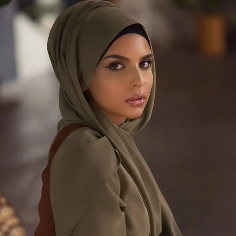 Новый мусульманский пузырьковый шифоновый хиджаб женский однотонный мягкие