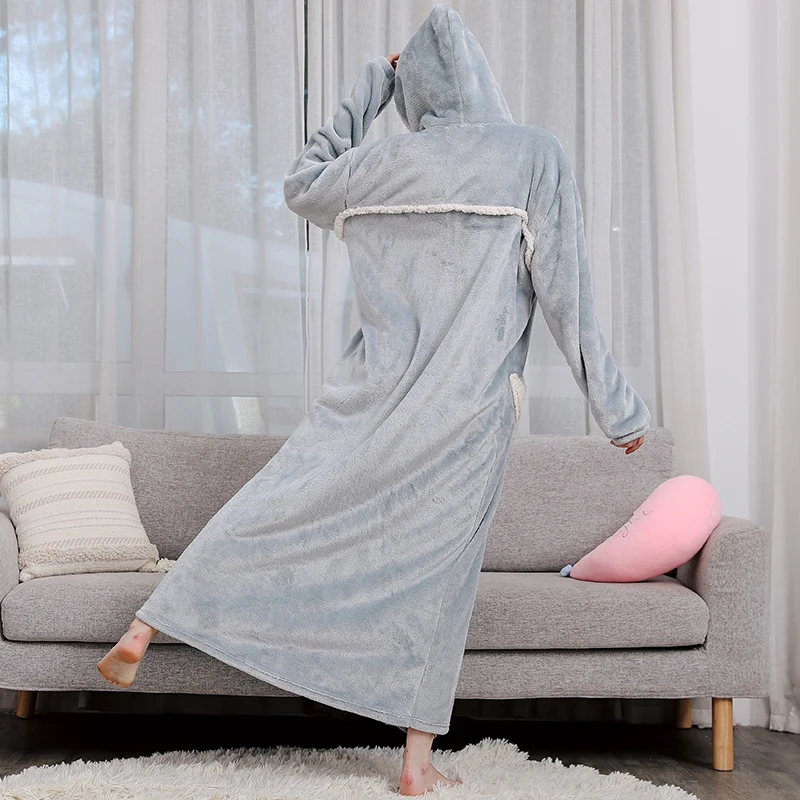 Женская Зимняя звезда Луна плюс размер длинный теплый фланелевый Халат для