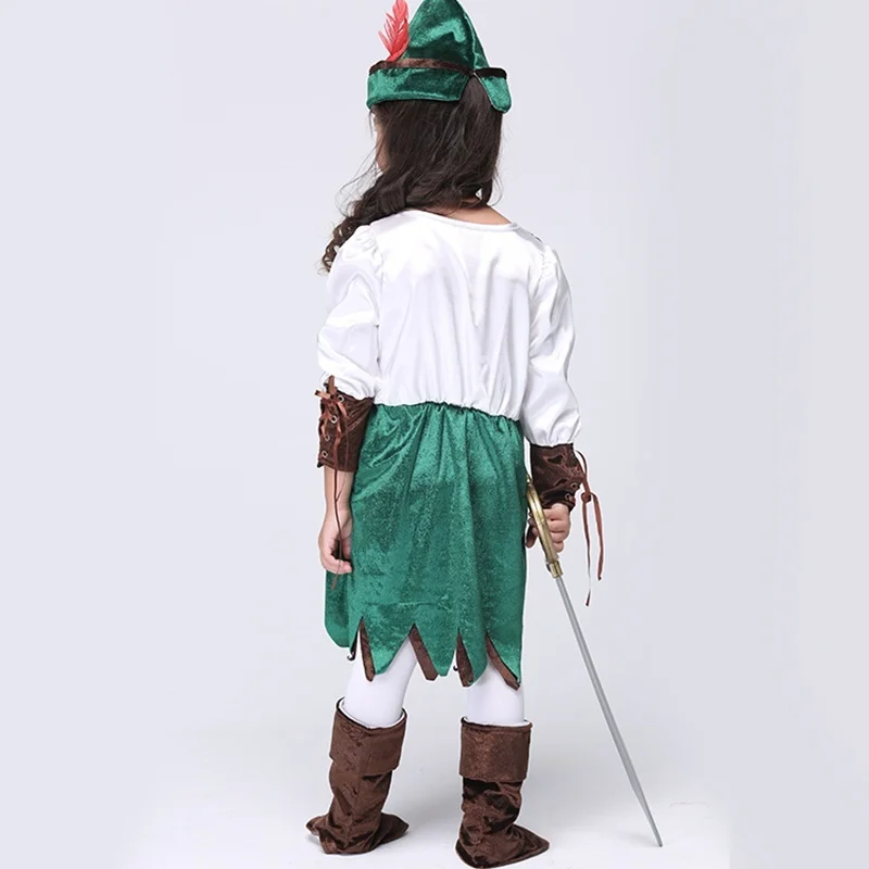 New Baby Girl Pirate Style Suit Kid Halloween Outfit 3 Piece Patchwork Dress + Hat Tip Toddler Cosplay Costume Clothing Set |
