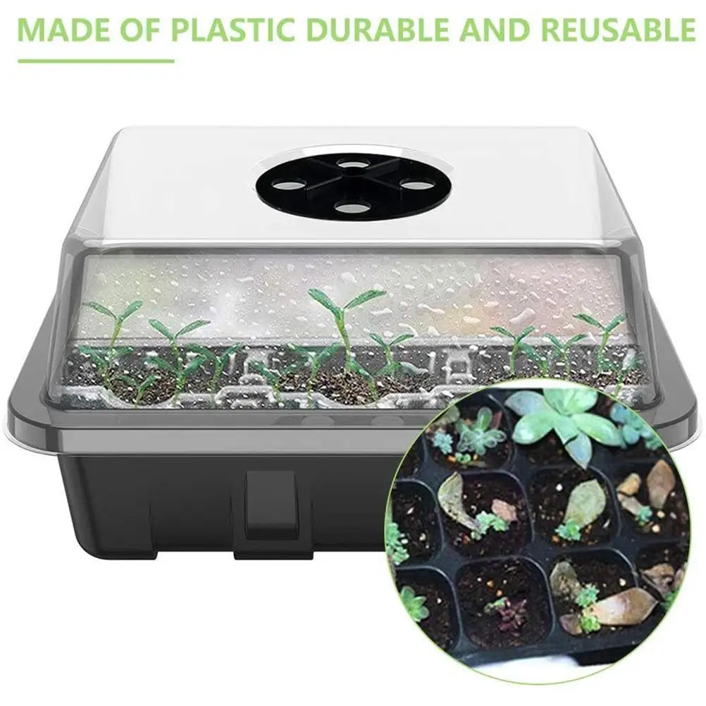 

Greenhouse Propagation Box 12 Cells Greenhouse Propagation Tray Indoor Mini Greenhouse Propagation Set with Lid and Ventilation
