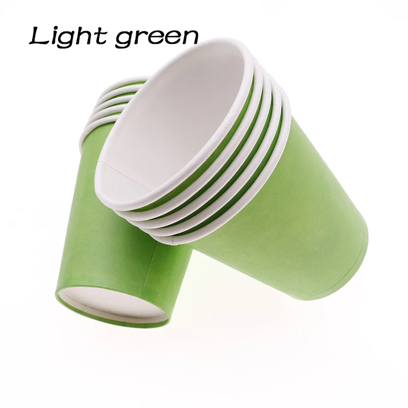 green 10pcs cups Однотонные бумажные тарелки и стаканы, одноразовые столовые приборы, рождественские украшения для дня рождения, Детские Свадебные розовые украшения, подарок подружки невесты - Цвет: green 10pcs cups