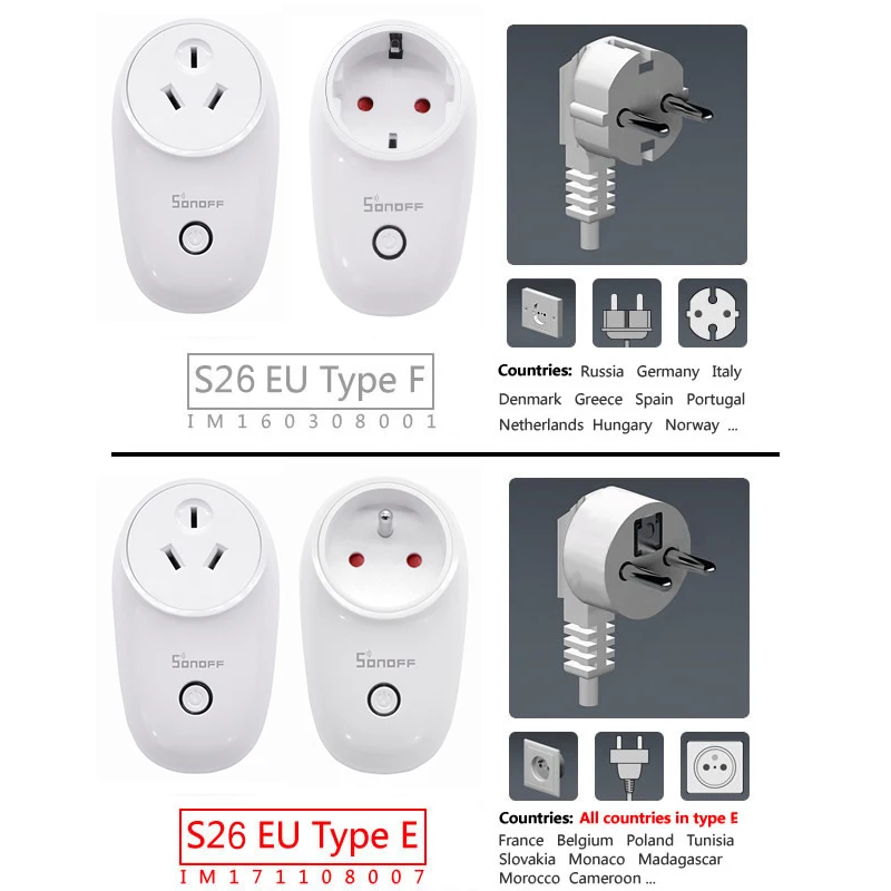 Интеллектуальный выключатель света Sonoff S26 Беспроводной Wi Fi розетка разъем