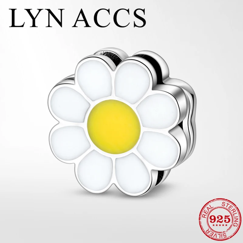 Бусины с белыми эмалированными цветами из серебра 2019 пробы|Ювелирные шармы| |