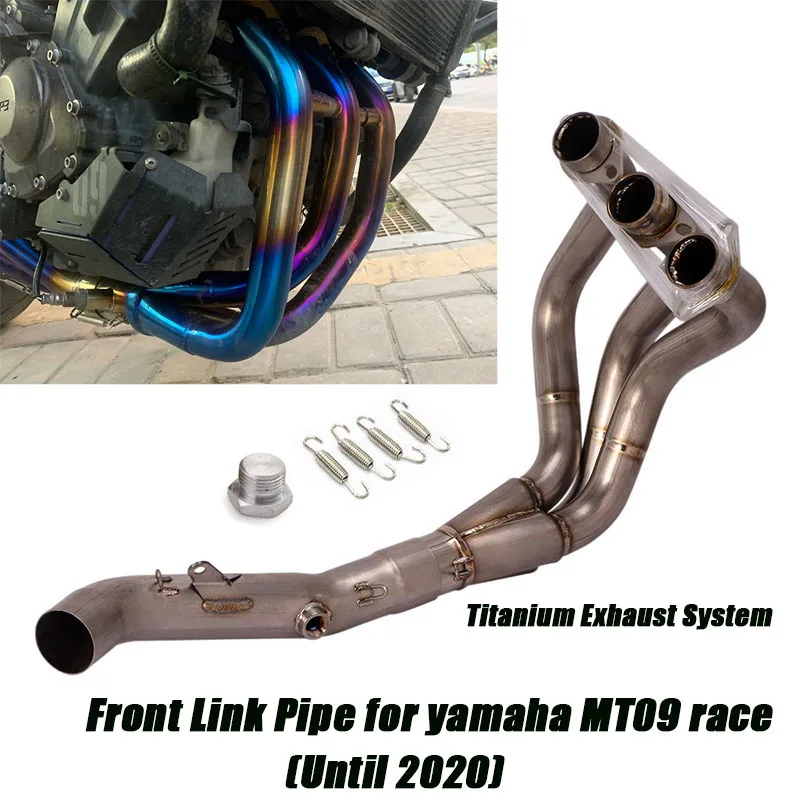 

Front Link Pipe Titanium Connect Tail 51mm Exhaust Muffler Tube Motorcycle Vent System for Yamaha MT-09 MT09race FZ09 Until 2020