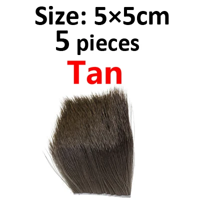 5PCS Tan ICERIO 5 шт. натуральные волосы оленя для завязывания мух Сухих Мух Хоппер Caddis крылья и тела спиннинг басов жуков делая материал - Цвет: 5PCS Tan