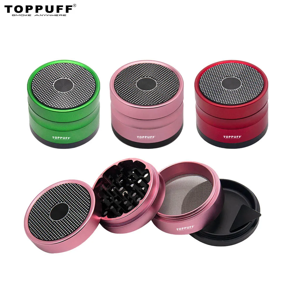 

TOPPUFF Dia.63mm H.47mm 4 Layers Tobacco Grinder Ancient Shape Herb Grinder Aluminum Spice Crusher Smoke Crusher Mil