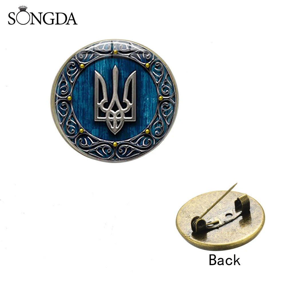 Горячая Распродажа Трызуб Украины Броши ручной работы Стекло кабошон с фото