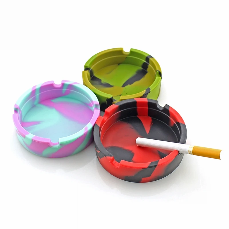 

Silicone Gel Ashtray Psychedelic Soft Round Smoke Cup Holder Custom Made Ashtray Cigarette Tray Holder