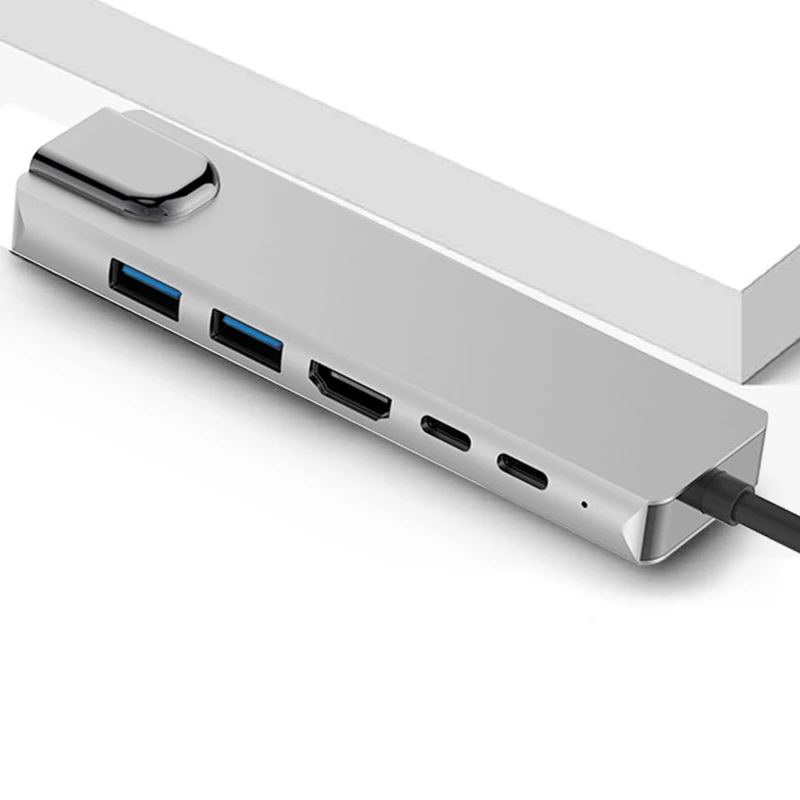 

6 in 1 USB 3.0 High Speed Ports Type-C Hub USB-C to 4K 30HZ HD Laptop Rj45 Gigabit Ethernet Network PD Hub Hot