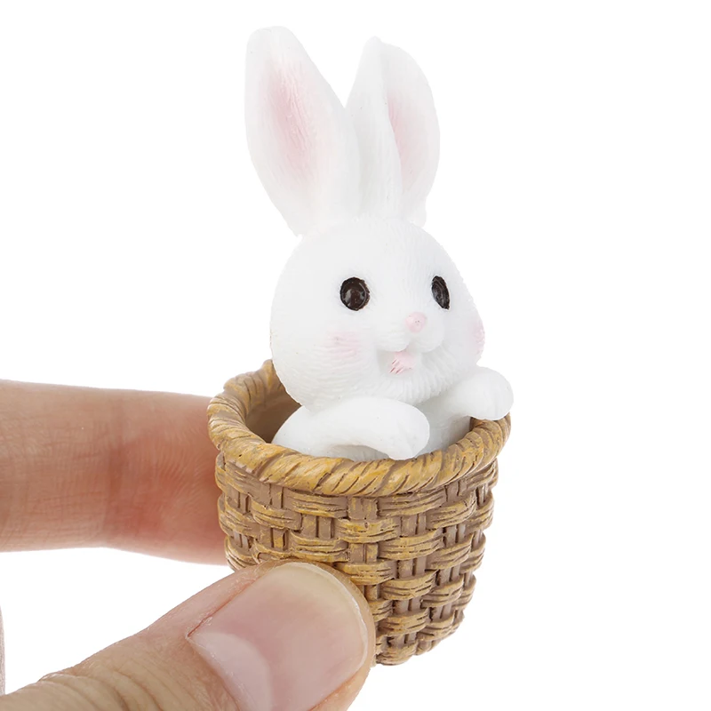 

7pcs/ Set Miniatures Rabbit Easter Hare Animal Figurine Resin Craft Mini Bunny Home Cake Decoration Accessories Desk Office