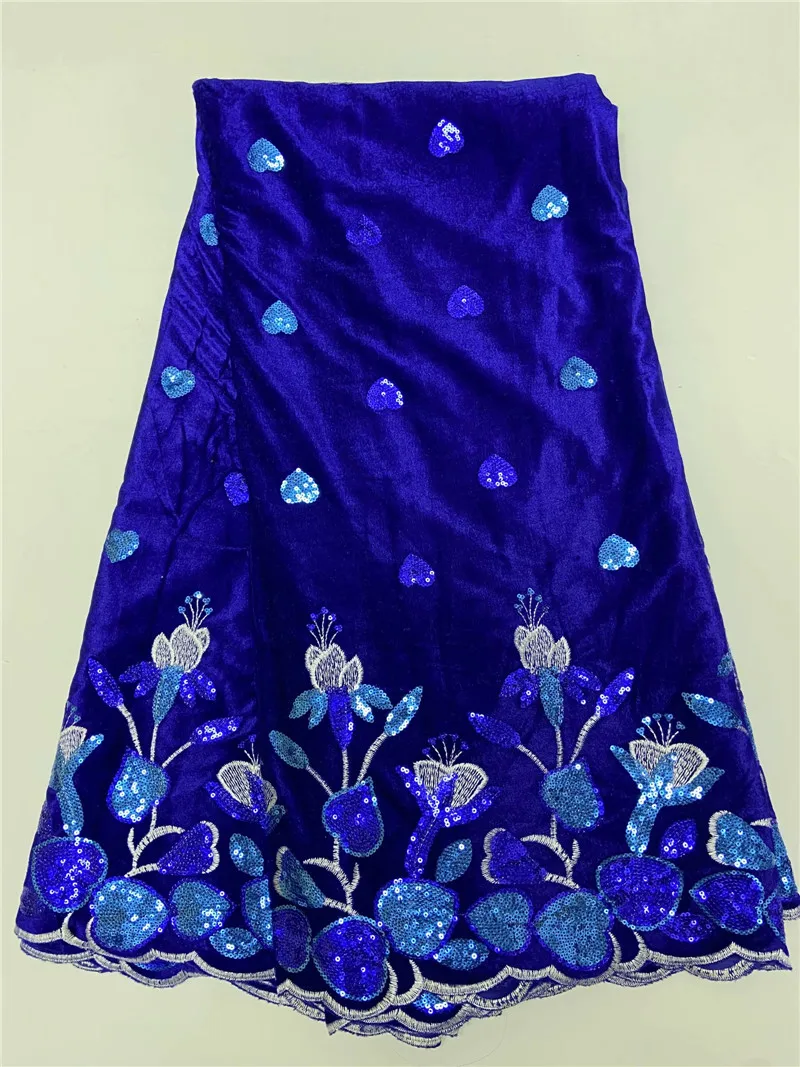

5yards african sequins velvet lace fabric good quality beautiful sequins velvet lace fabric for clothes sewing RF8123