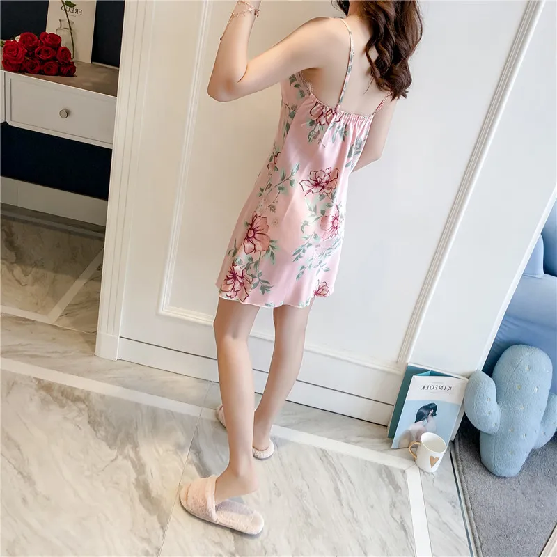 

Sexy nightdress silk nightgown printed Nightgown sleepwear women set robe sets silk robe sleepwear sleep tops