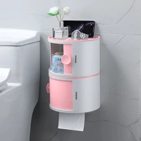 1pc tissue box makeup storage rack punch free hanging wall toilet organizer holder home bathroom waterproof paper towel holder