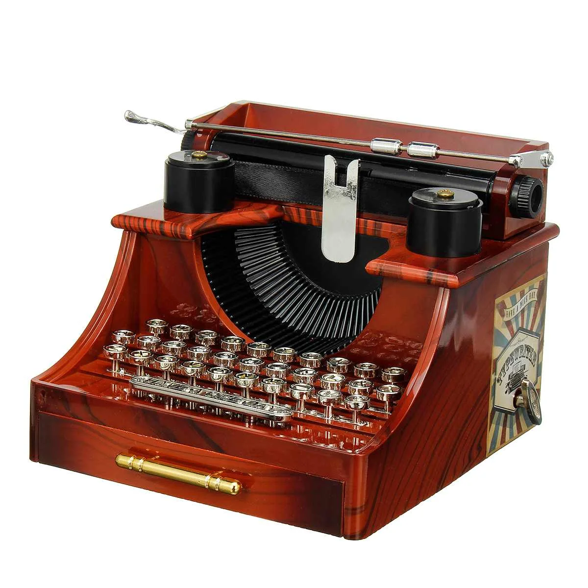 Retro Typewriter Classic Rotating Music Box Sewing Machine Phonograph Jewelry Music Box