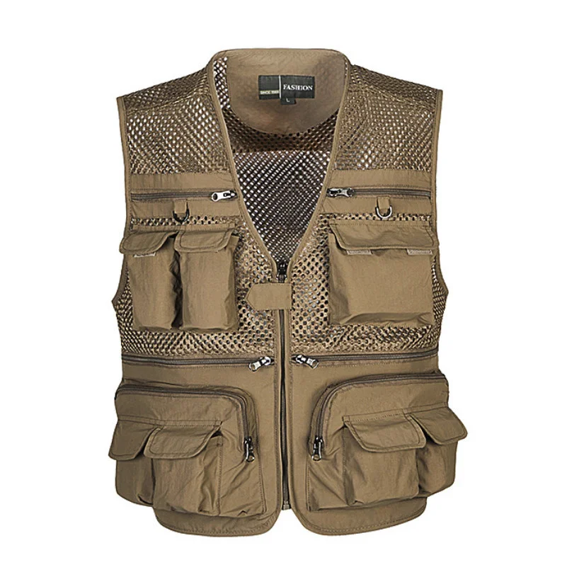 

Men's Vest Tactical Webbed Gear Coat Summer Photographer Waistcoat Tool Many Pocket Mesh Work Sleeveless Jacket Male