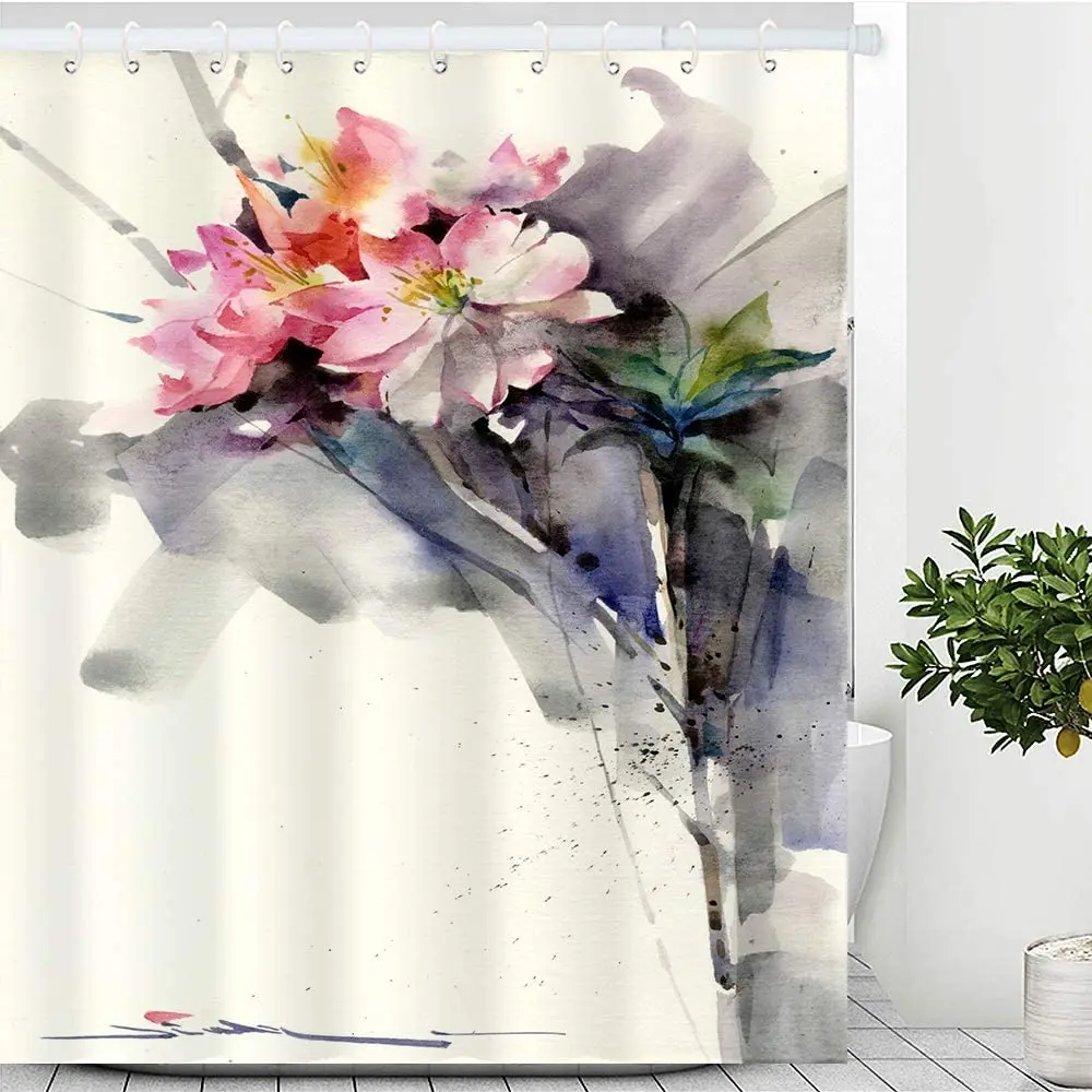

Original Designed Artist Designer Water Color Flower Painting Art Print Bathroom Shower Curtain
