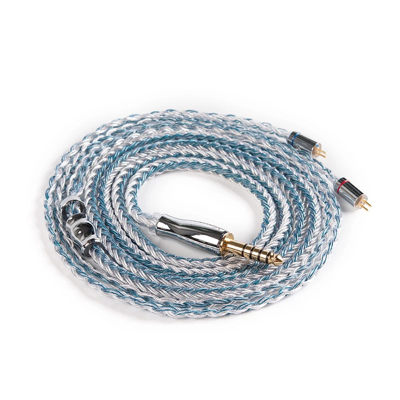 4.42PIN Yinyoo 16 Core High Purity Silver Plated Cable 2.5/3.5/4.4MM With MMCX/2PIN/QDC TFZ FOR KZZS10Pro AS10 ZSNPRO C12 V90 BLON BL-03 - Color: 4.42PIN