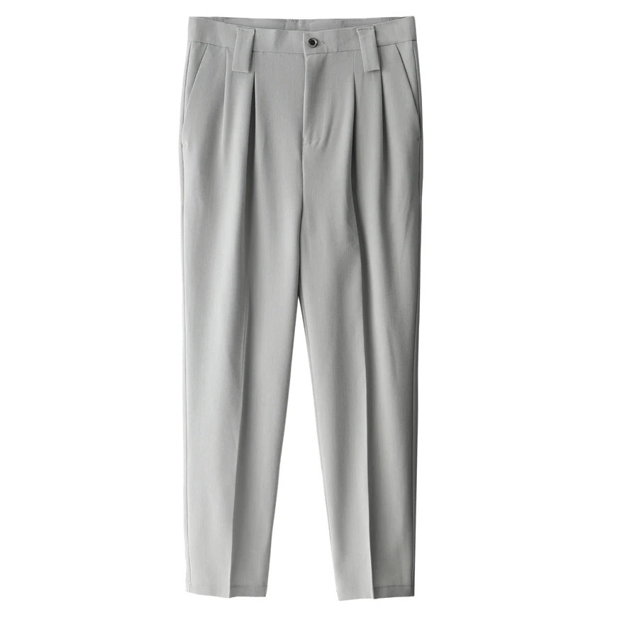 

Men Solid Color Wide Leg Casual Pants Male Vintage Streetwear Fashion Loose Straight Suit Pants Trouser Ankle Length Pants