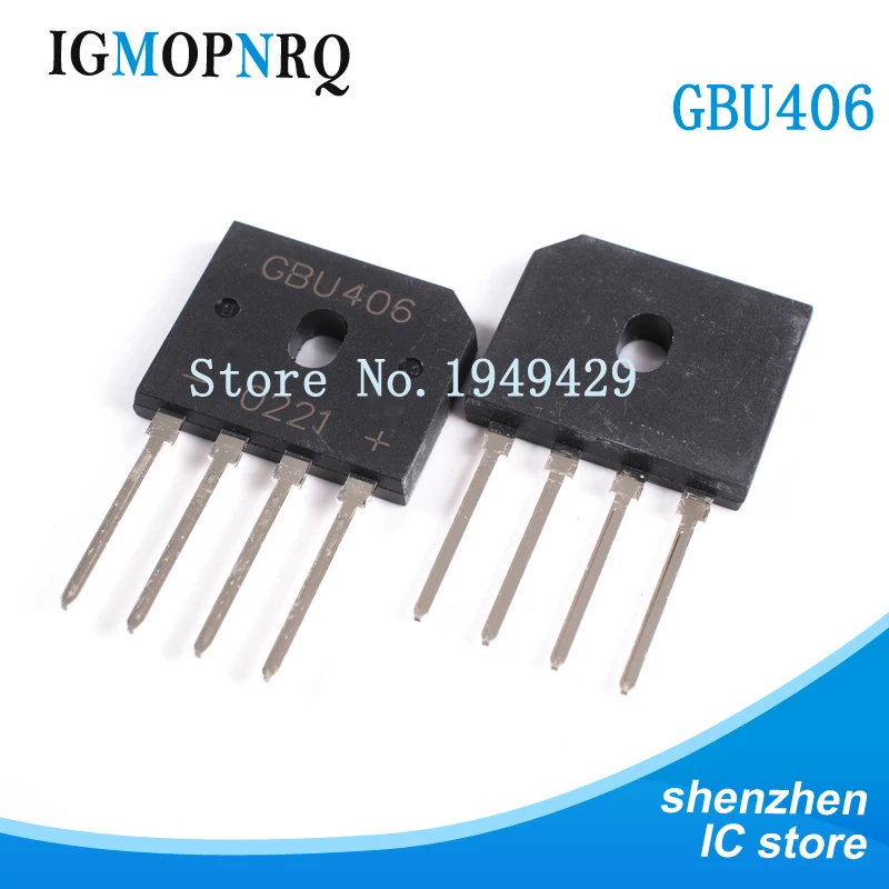 10 шт., мостовой выпрямитель GBU406 600 В, 4 а, 600 В, новая быстрая доставка