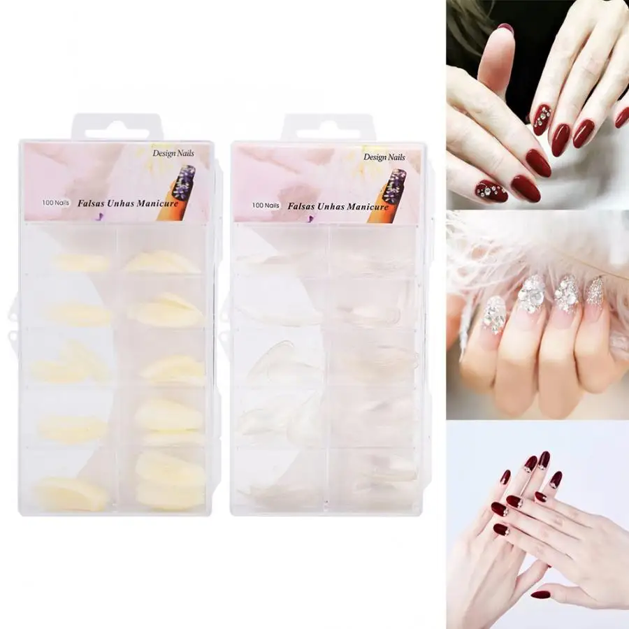 Ногти 100 шт Профессиональные натуральные накладные ногти искусство Советы УФ