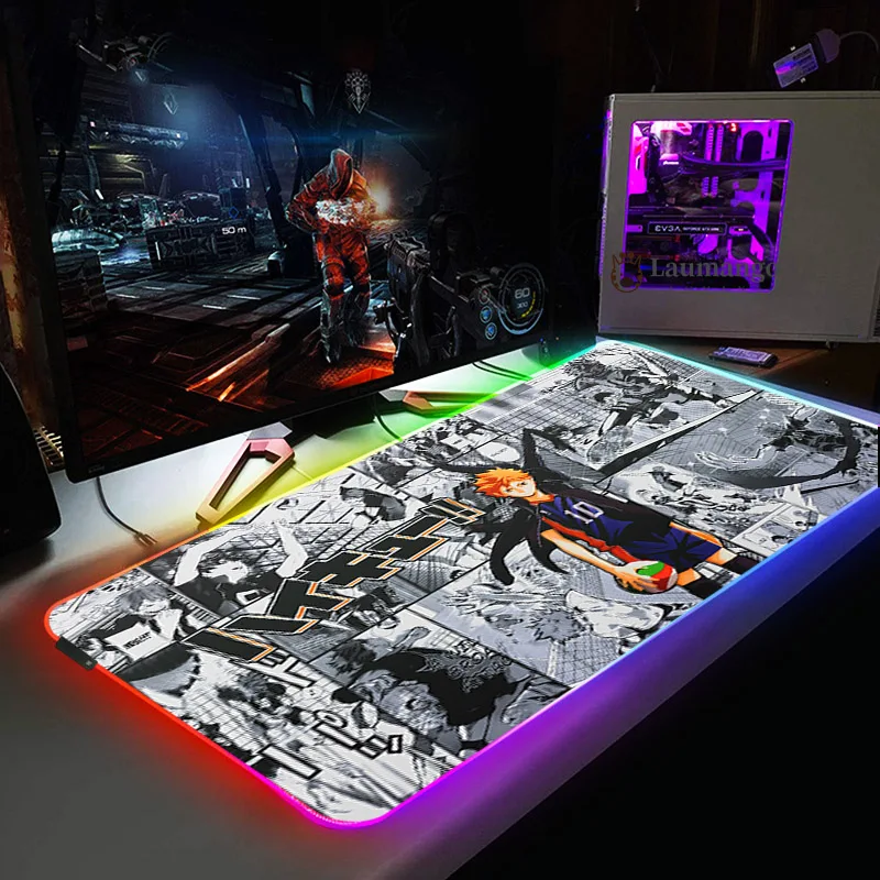 Haikyuu Rgb игровой коврик для мыши Расширенный компьютер Xl коврики ноутбука Xxl