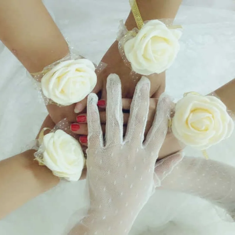 

8pcs/Set Pink Gray Blue Champagne Red Flowers Wrist Corsage For Women Wedding Party Prom Special Occasion Dress Sweet Memory