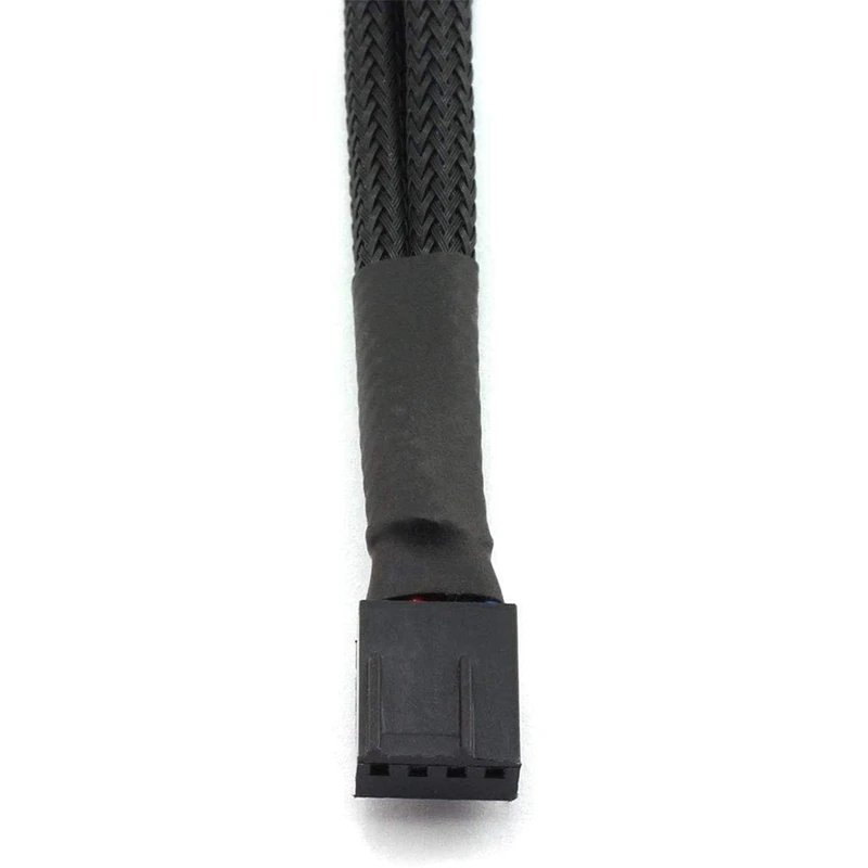 

4 Pin PWM Fan Splitter Cable Black Sleeved PC Case Fan Power Cable 1 to 4 Converter Braided Y Splitter Power Cable