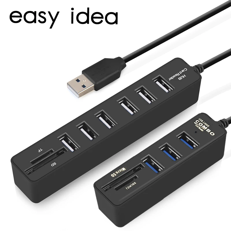 

Mini USB Hub 3.0 Multi USB 3.0 Hub USB Splitter 3 Port Hub With TF SD Card Reader 6 Port 2.0 Hab Adapter For PC Accessories