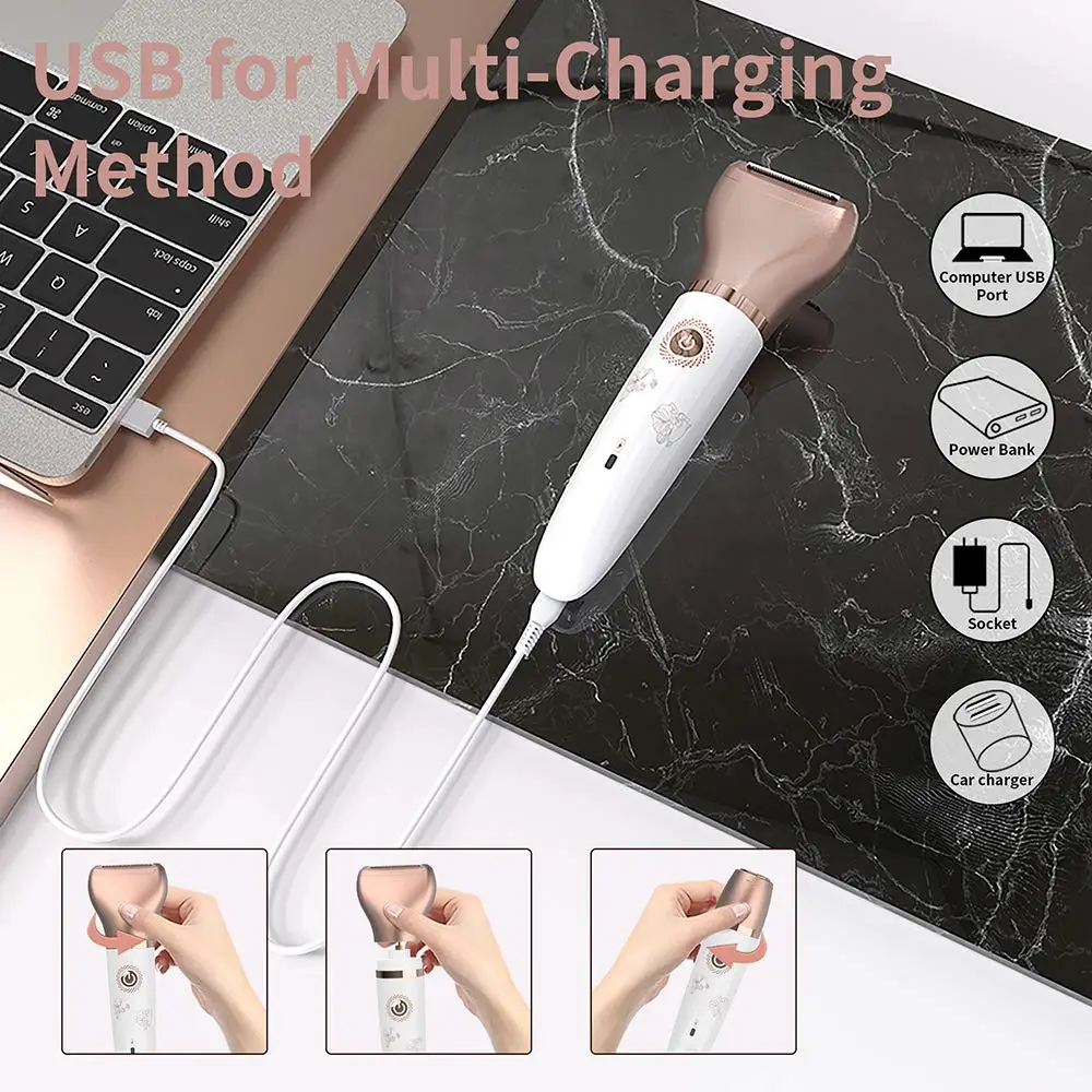 

Facial Hair Removal for Women Hatteker Lady Shaver Electric Trimmer 4 in 1 Waterproof Face Grooming Tools Bikini Trimmer