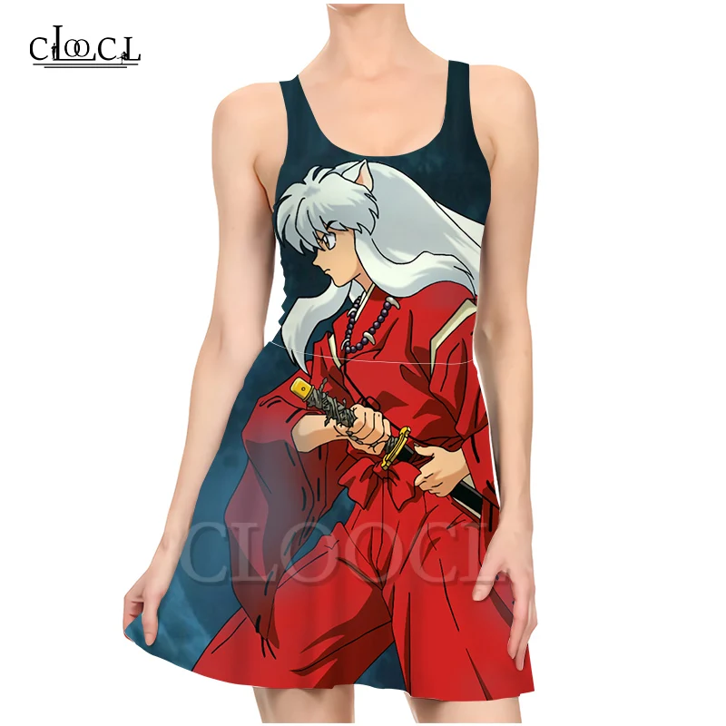 CLOOCL японское аниме инуяся 3D печать модное женское платье без рукавов