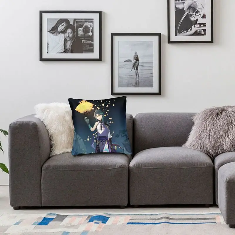 

Genshin Impact Xiao Cushion Cover 40x40cm Home Decor 3D Printing Comic Anime Game Throw Pillow Case for Car Double-sided