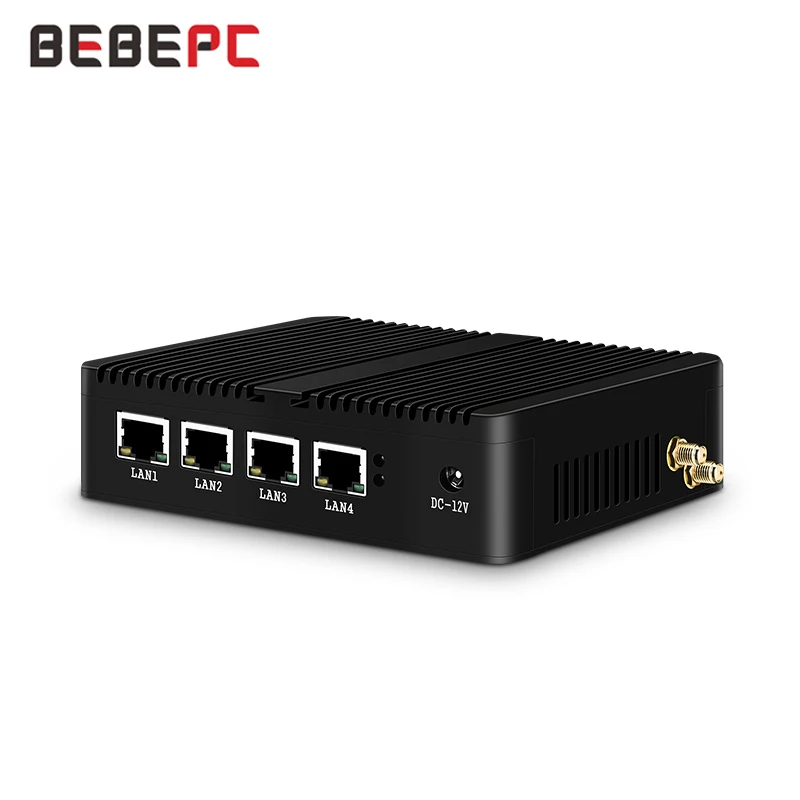BEBEPC безвентиляторный мини ПК 4 LAN Celeron J1900 Quad Core J1800 N2830 маршрутизатор брандмауэра