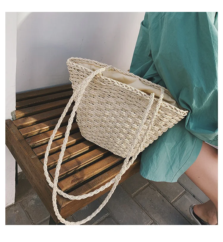 Женская сумка ручной работы соломенная тканая для отдыха пляжная на одно плечо